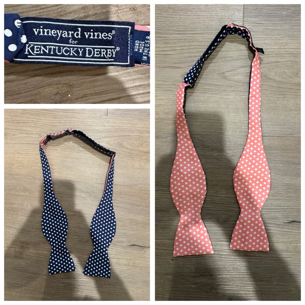Vineyard Vines Navy and Pink Polka Dot Bow Ties